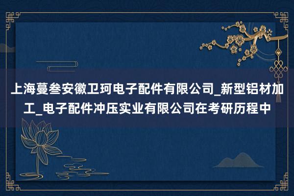 上海蔓叁安徽卫珂电子配件有限公司_新型铝材加工_电子配件冲压实业有限公司在考研历程中